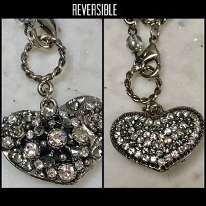 Vintage Reversible Two-Sided Crystal Heart Necklace-boutique